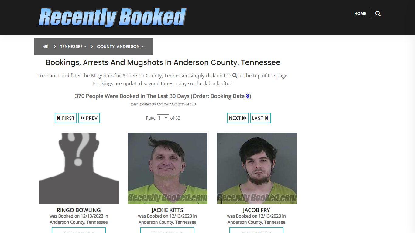 Bookings, Arrests and Mugshots in Anderson County, Tennessee