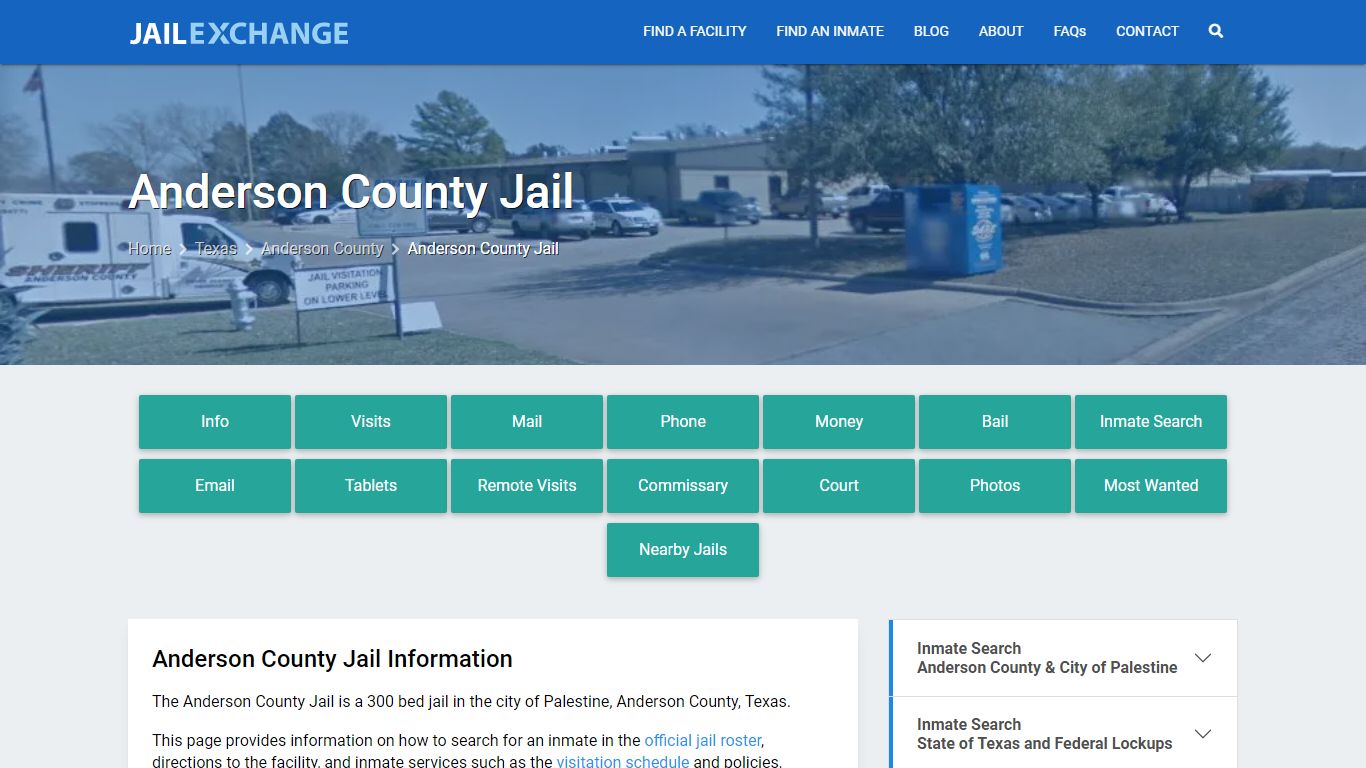 Anderson County Jail, TX Inmate Search, Information