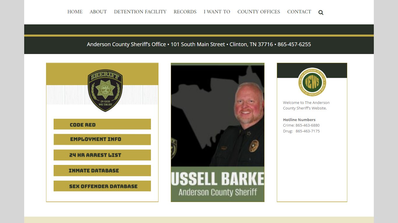 Anderson County Sheriff Department – Integrity. Service. Community.
